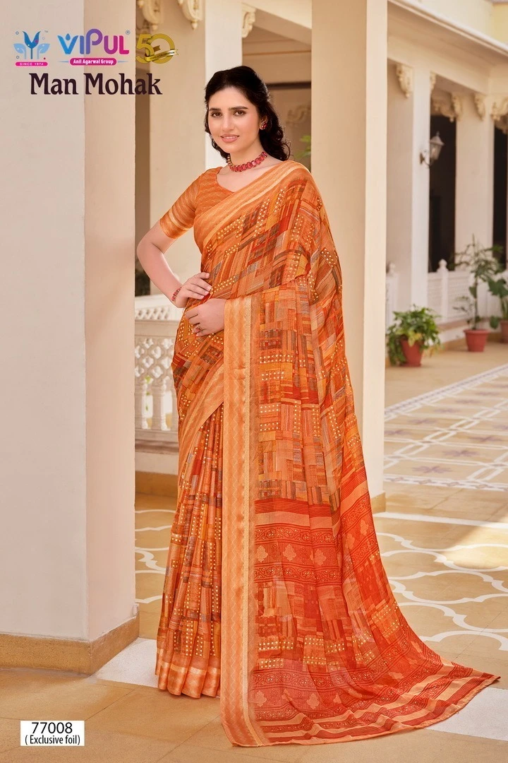 Vipul Man Mohak Chiffon Wholesale Fancy Sarees Catalog — Wholesale Sarees, MPA wholesale from Surat — view 9